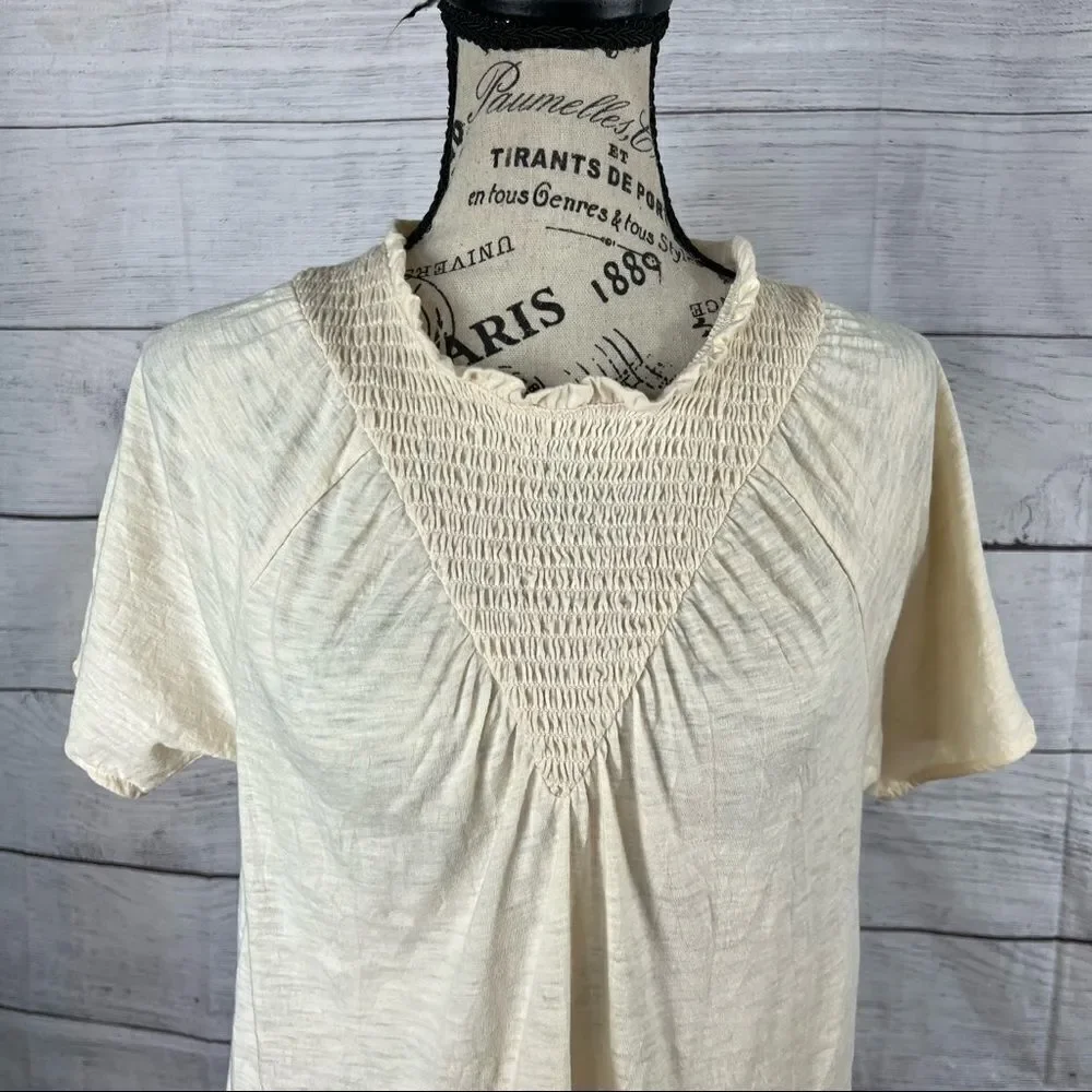 Sundance Smocked Top Ivory Cream size Small